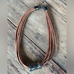 Silpada Brown Multi-Strand Leather Necklace with silver accents